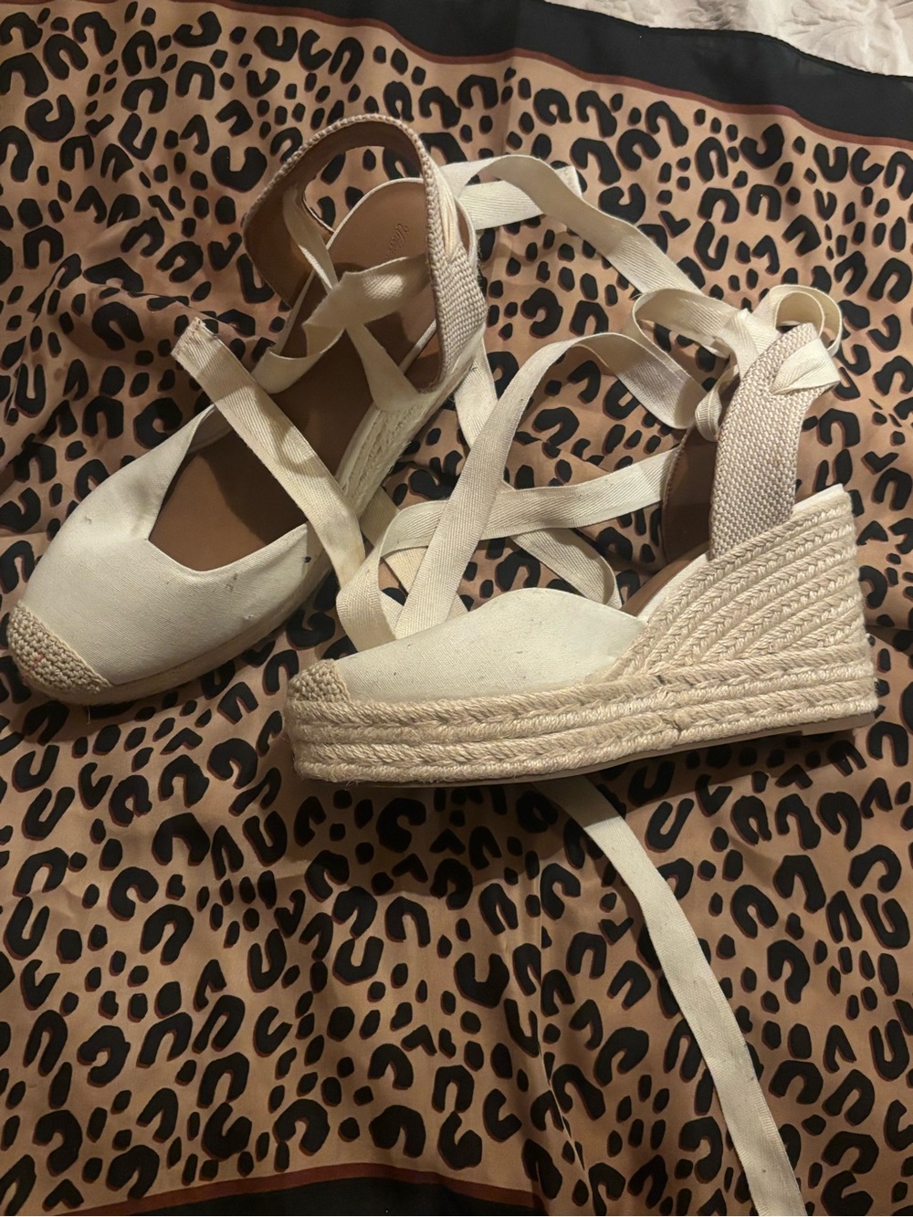 Universal Thread Cream Espadrille Lace-Up Wedge Sandals